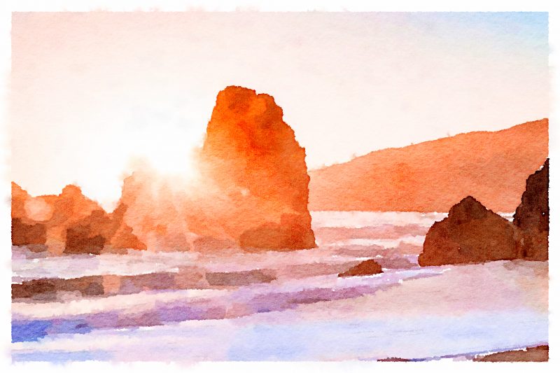 shore at sunset